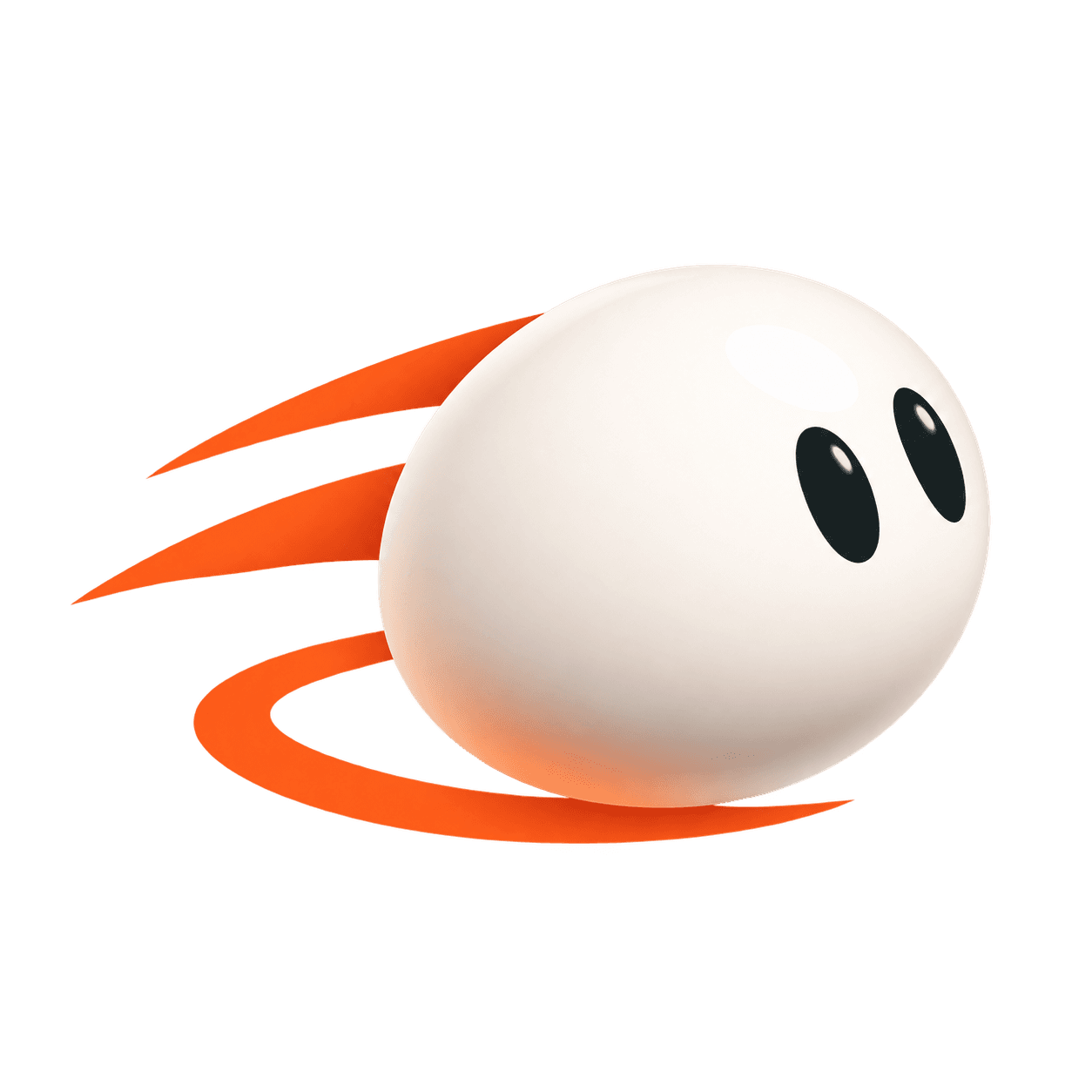 Dash, the NitroBot running sphere, racing forward with orange speed trails